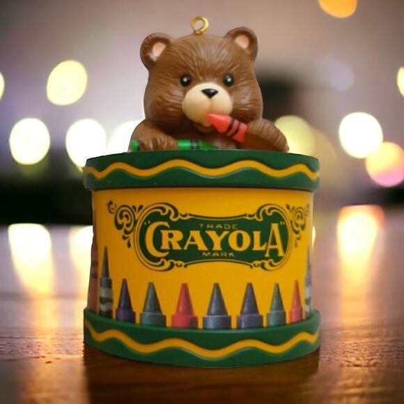 Crayola Ornament Christmas Teddy Bear Crayons Binney Smith Teacher Gift Vtg 1992 - Picture 15 of 16